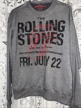 The Rolling Stones Gray Crewneck Sweatshirt with Red Tongue Logo